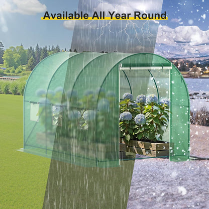 Greenhouse, 10’x7’x7’ Upgraded Walk-in Greenhouse with Spraying System, Heavy Duty Tunnel Green