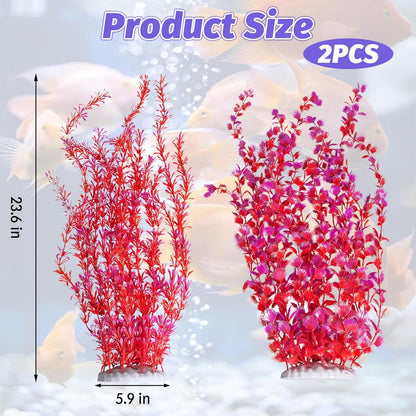 Hamiledyi Aquarium Plastic Plants Aquarium Decor Artificial Fish Tank Plants,Tall Fish Tank