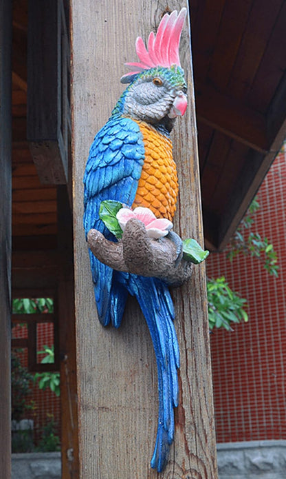 Tropical Hanging Parrot Decor,Real Resin Bird Figurines,Bird Statues,Home Ornament Decor for Tiki