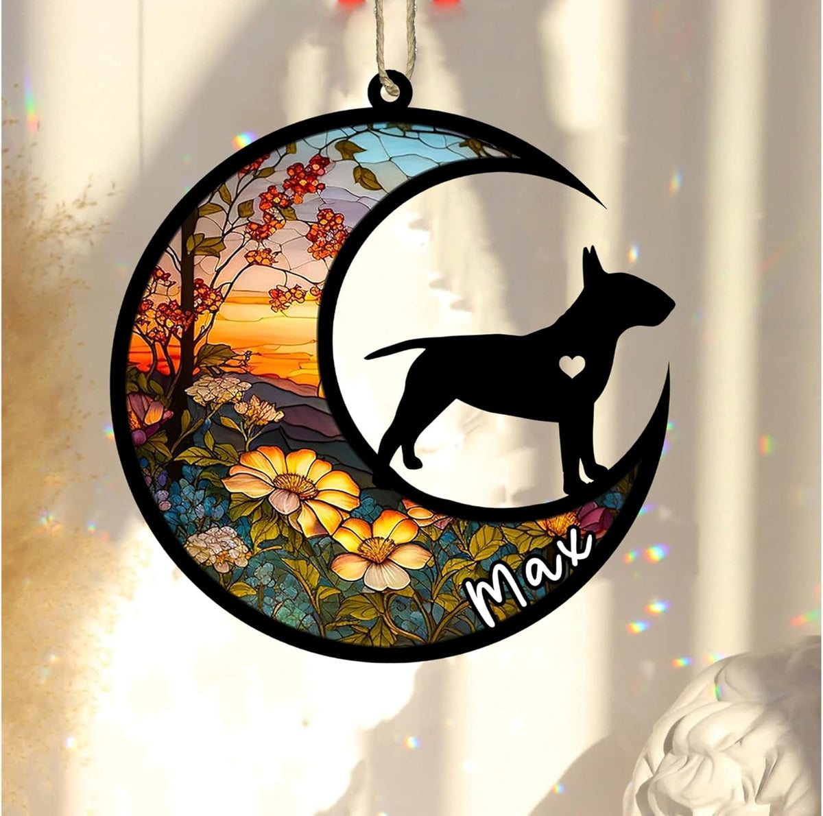 Personalized Dog Memorial, Custom Name Bull Terrier Dog Christmas Ornament with Name, Custom