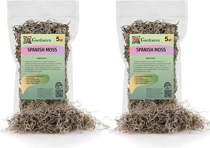 Premium Natural Spanish Moss | Natural Preserved - 10 Quart - Great Ground Cover - Filler for