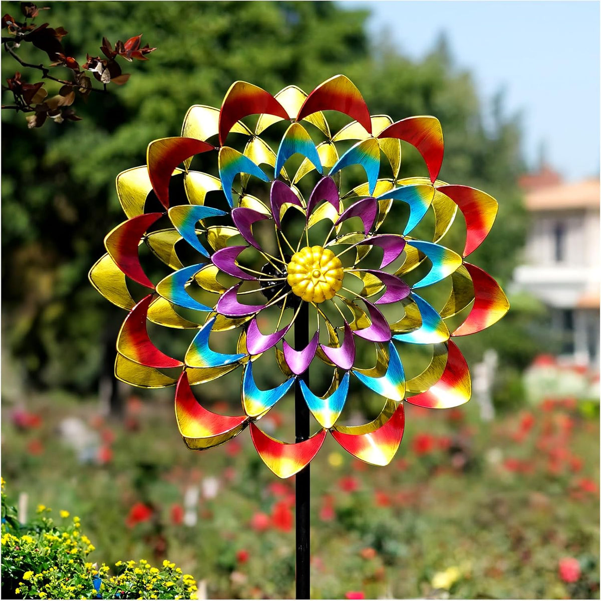 Garden Wind Spinners Outdoor Large Metal, 84'' Yard Art Wind Sculptures & Spinners, Windmills Gifts