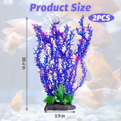 Hamiledyi Aquarium Plastic Plants Aquarium Decor Artificial Fish Tank Plants,Tall Fish Tank