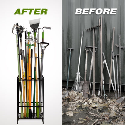 Garden Tool Organizer, Garage Tool Organizer & Garage Organization, Heavy Duty Steel Tool Storage