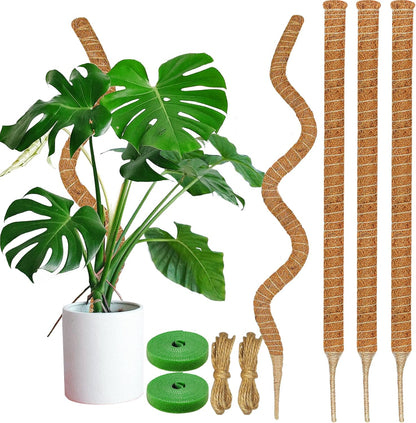 4 Pack Moss Pole, 63-Inch Moss Poles for Plants Monstera,Bendable Plant Support Stakes for Climbing