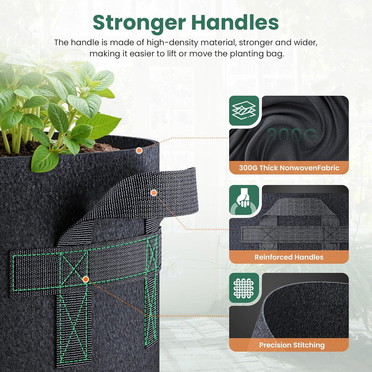 5 Pack 30 Gallon Grow Bags, Thickened Nonwoven Fabric Planter Pots with Handles, Heavy Duty 300G