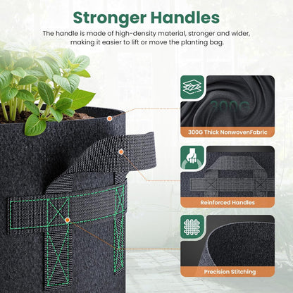 5 Pack 30 Gallon Grow Bags, Thickened Nonwoven Fabric Planter Pots with Handles, Heavy Duty 300G
