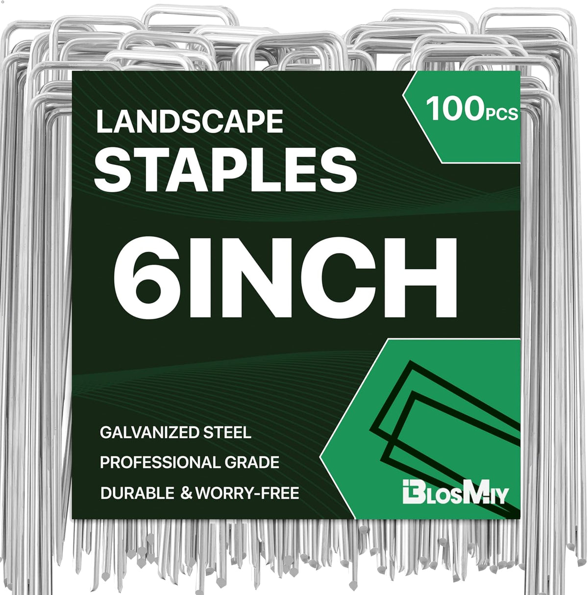 Landscape Staples 6inch,11Gauge Galvanized Lawn Staples, Sturdy Garden Stakes for Effortlessly