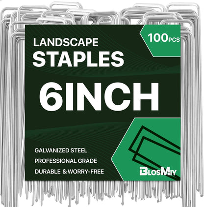 Landscape Staples 6inch,11Gauge Galvanized Lawn Staples, Sturdy Garden Stakes for Effortlessly