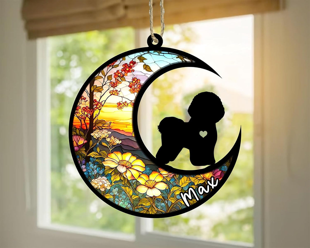 Personalized Dog Memorial, Custom Name Bichon Frise Dog Christmas Ornament with Name, Custom