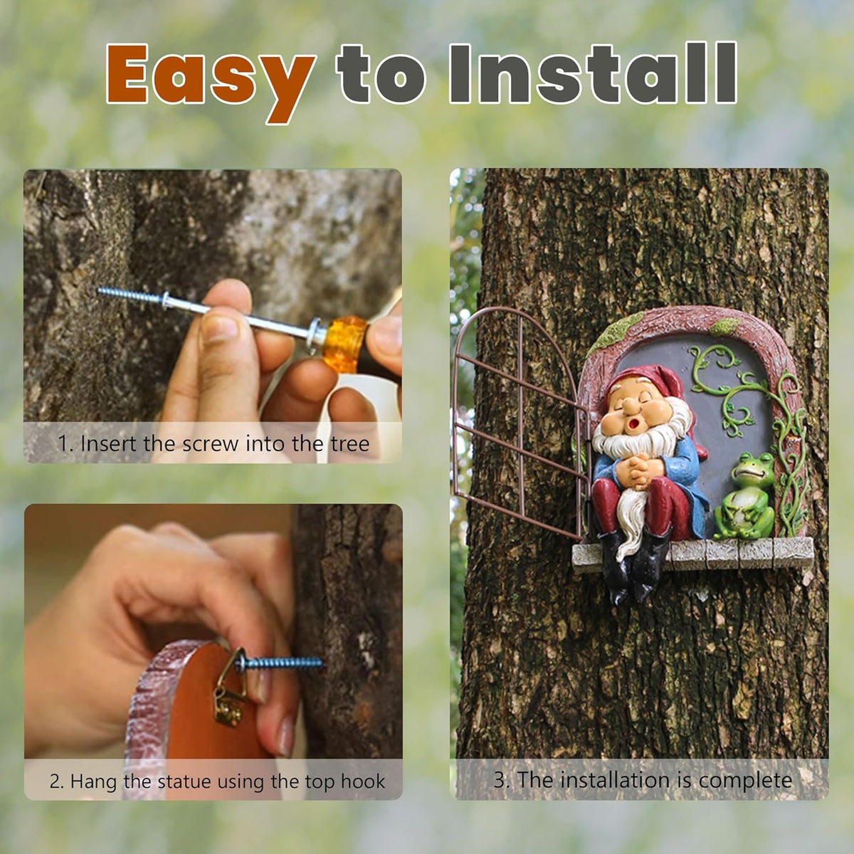 Outdoor Garden Statues, Resin Gnome Tree Hugger, Durable Outdoor Decor, Whimsical Yard Sculpture