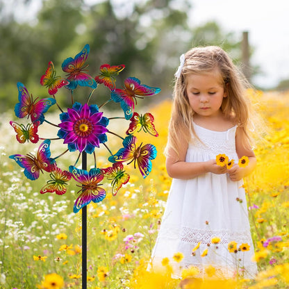 45" Butterfly Garden Wind Spinners for Yard, 12pcs Colorful Butterflies Kinetic Outdoor Decor, Wind