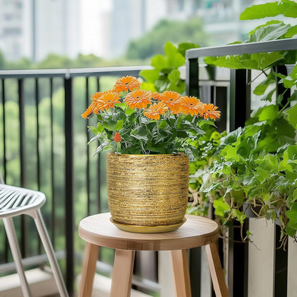 Ceramic Plant Pot 7 Inch - Ceramic Planter for Indoor Outdoor Plants, Round Modern Flower Pot with