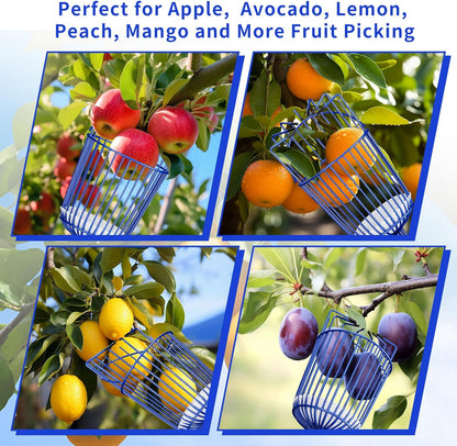 Fruit Picker Pole with Basket Segmented Fruit Picker Pole Tool for Apple Avocado Cherry Lemon Mango