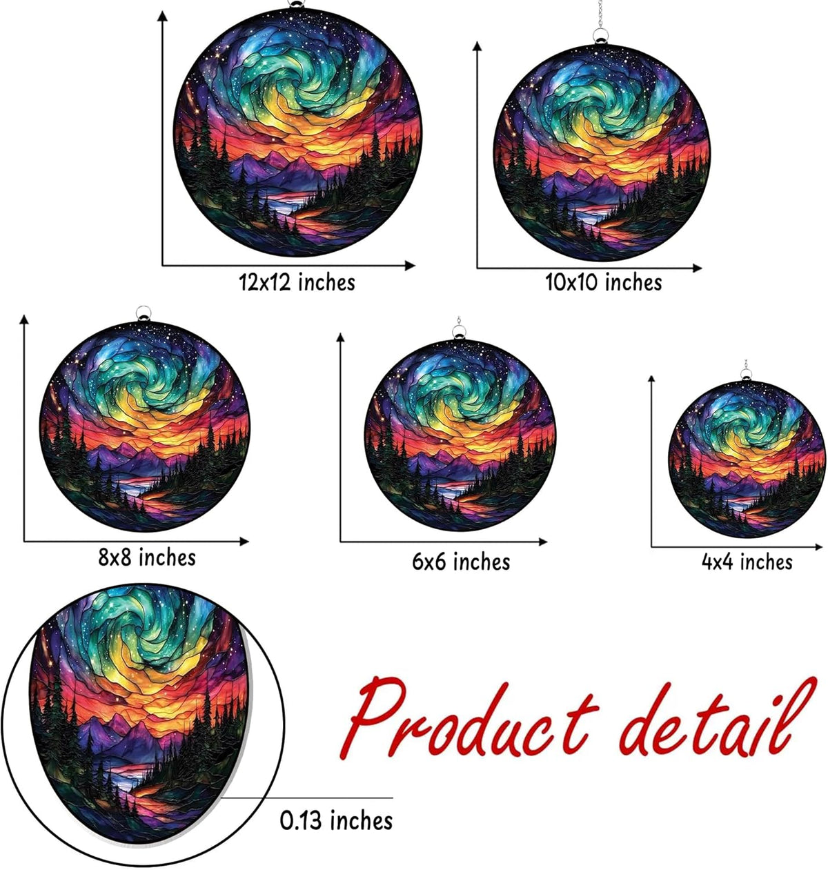 Northern Lights Aurora Acrylic Suncatcher Stained Glass Effect Window Car Hanging Christmas