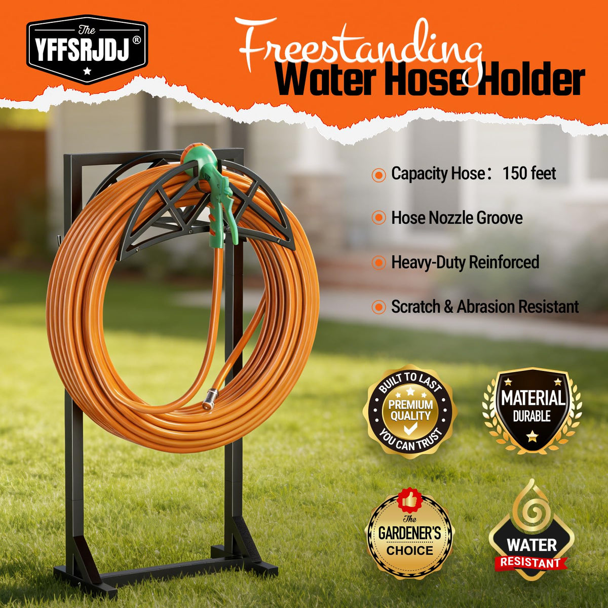 YFFSRJDJ Garden Hose Reel, Heavy Duty Water Hose Holder for Outside