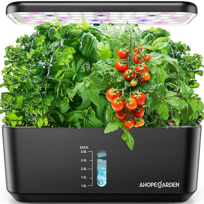 Ahopegarden Indoor Garden Hydroponics Growing System: 10 Pods Kit with LED