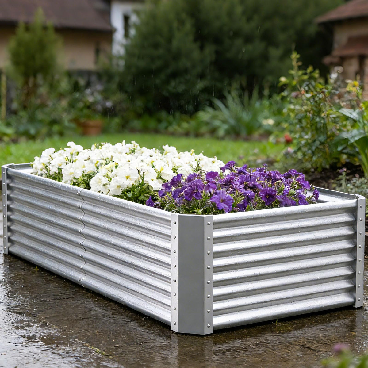 Tegarbed 6x3x2ft Raised Garden Bed, Deep Root Planter Box, Silver,1 Pack