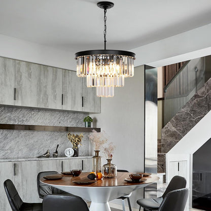 Crystal Chandeliers for Dining Room Lights Fixtures, 9 Lights Black Modern Chandeliers for Bedroom