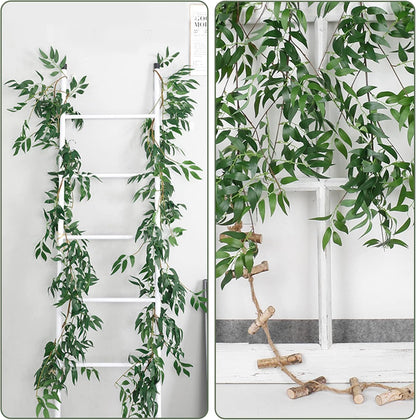 RECUTMS Artificial Willow Leaves Vine Twigs 2Pcs 5.7Ft Fake Hanging Ivy Plants Silk Green Leaf