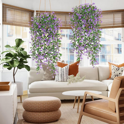 TOCHGREEN 4Pcs Artificial Hanging Plants Fern Vine, Faux Plastic Plants Fake Ivy Vine Greenery
