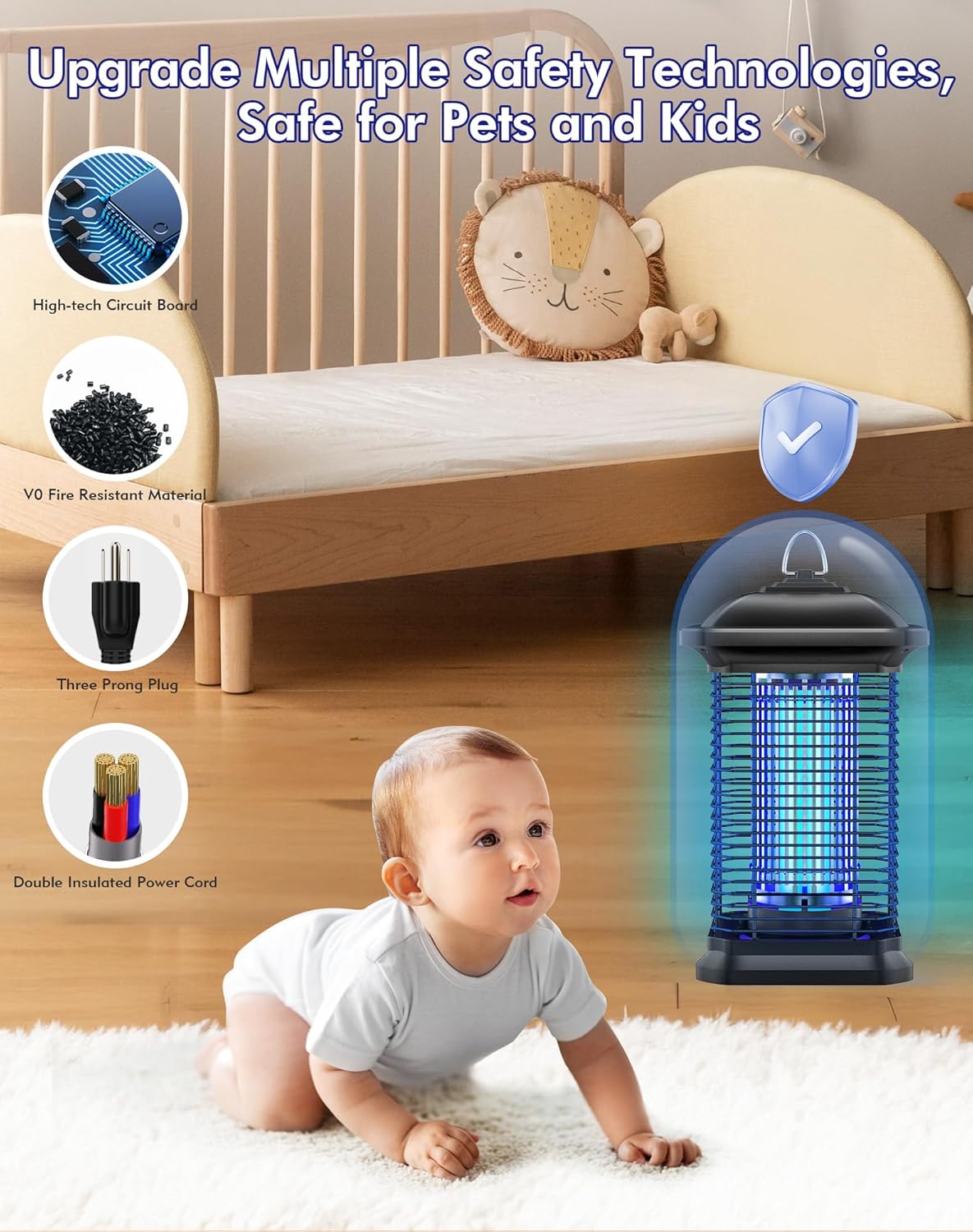 Bug Zapper for Outdoor & Indoor, 1/2 Acre Coverage Mosquito Lamp with 18W Bulb & 4400V