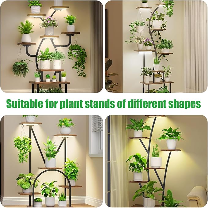 3 Head 7.8 Inches LED Grow Light Strips, Grow Lamps for Indoor Plants Full Spectrum 3000K, 72 LEDs