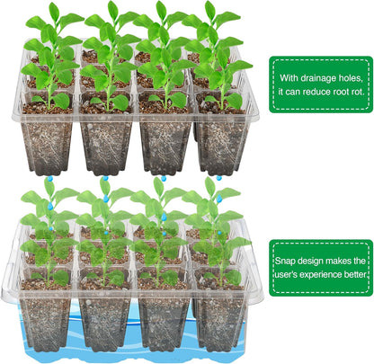 Bonviee 10 Packs Seed Starter Tray with Elevated Lid, 120 Cells Thicken Seed Starting Trays Kit