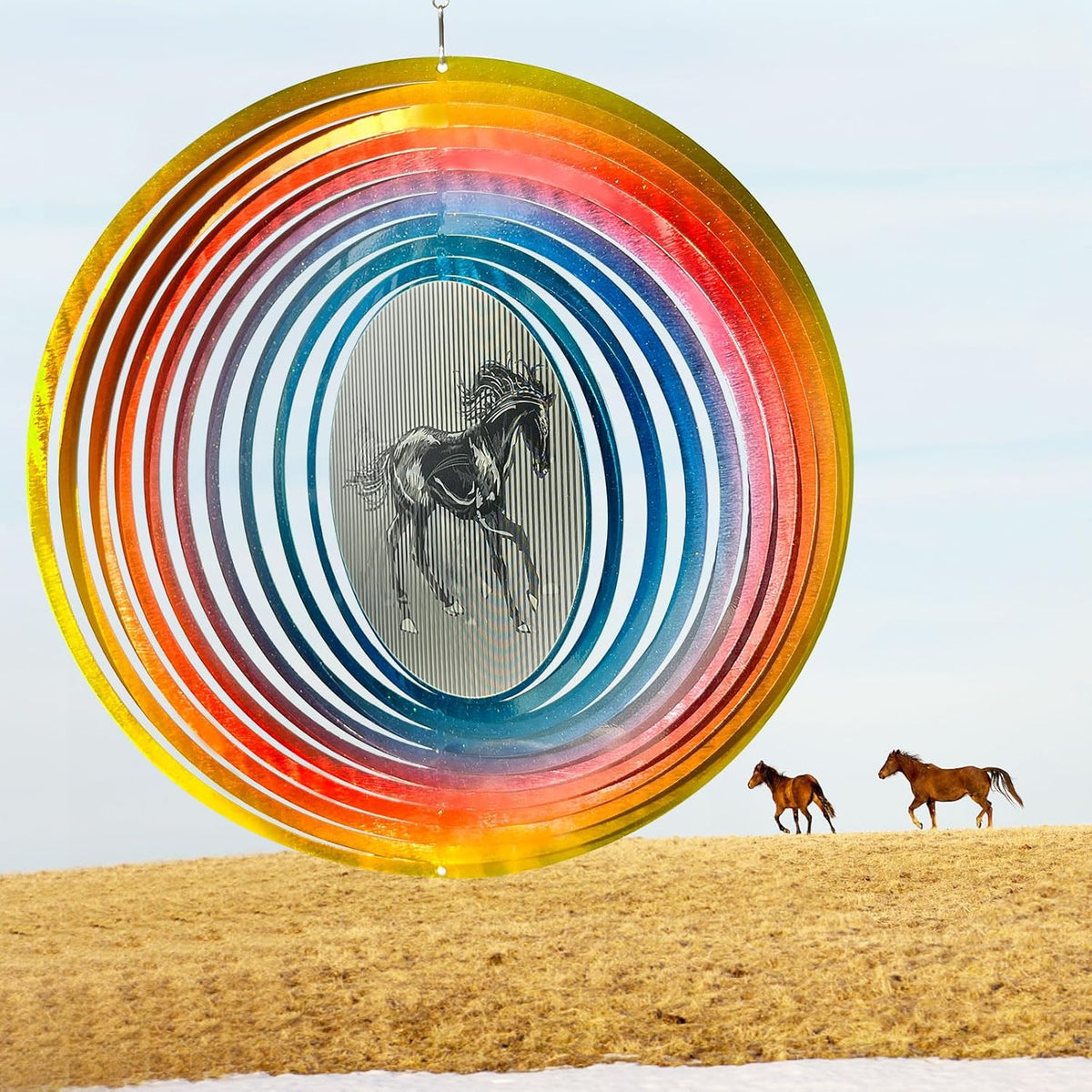 3D Animations Horse Wind Spinner for Yard and Garden,12Inch Wind Spinners Outdoor Horse Memorial