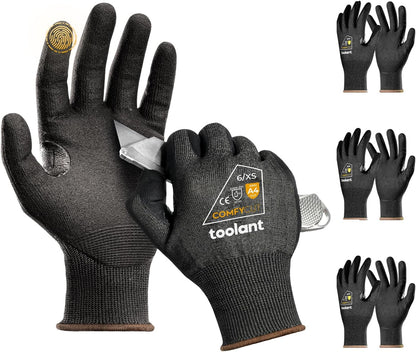 toolant ANSI A4 Cut Resistant Work Gloves without Steel and Fiberglass, Ultra Light & Thin, for