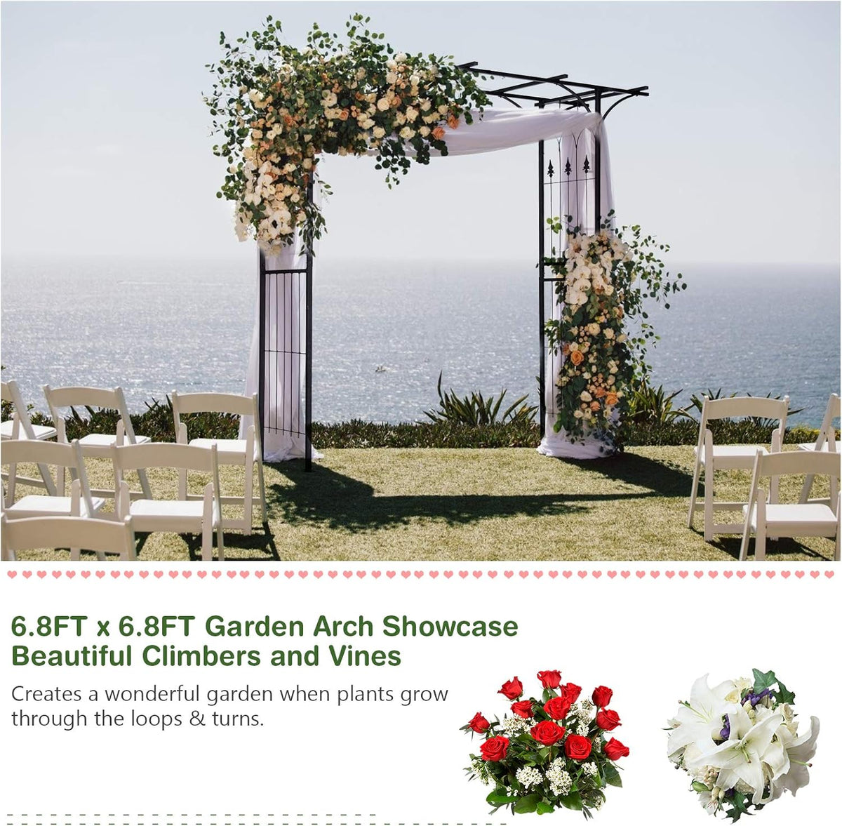 Safstar Metal Arch, 81-Inch Outdoor Garden Arbor for Various Climbing Plant Flower, Wedding Arch