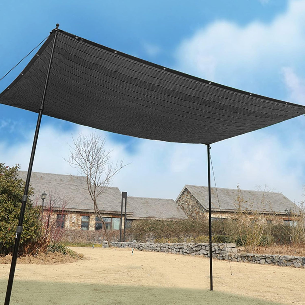 winemana 50% Black Shade Cloth, 10 x 12 FT Durable Mesh Tarp with Grommets, Garden Sunblock Shade