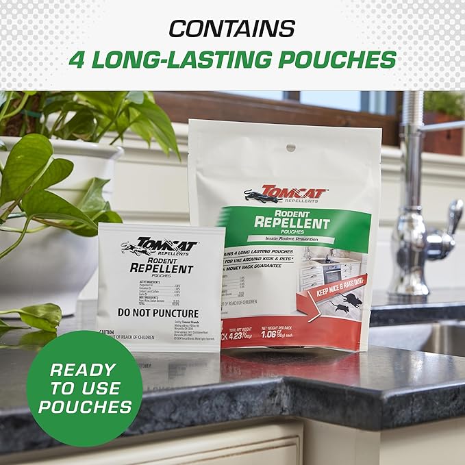 Tomcat Repellents Rodent Repellent Pouches, Ready-to-Use, Inside Rodent Prevention with Essential