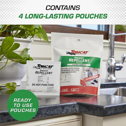 Tomcat Repellents Rodent Repellent Pouches, Ready-to-Use, Inside Rodent Prevention with Essential