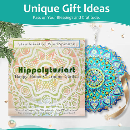 Wind Spinner Mandala Peacock Blue Ocean,Wind Spinner for Yard and Garden,Gifts for Women Mom