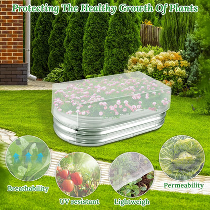 2 Pack Garden Netting for Raised Beds,Durable Ultra Fine Mesh Plant Covers with Drawstring to Keep