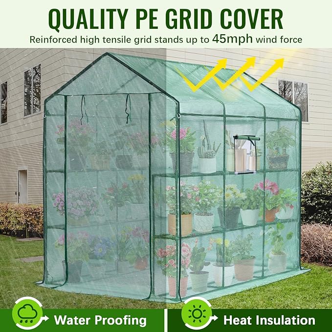 Greengro Greenhouse, 57 x 85 x 76'' Greenhouses for Outdoors, Portable Greenhouse Kit with Mesh