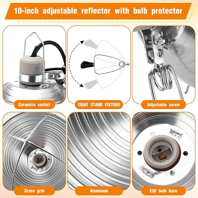 Macarrie 12 Pack 10.5 Inch Clamp Lamp Light with Aluminum Reflector, 6ft SPT-2 18awg Cord and