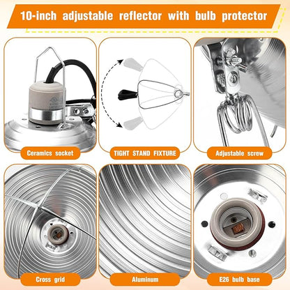 Macarrie 12 Pack 10.5 Inch Clamp Lamp Light with Aluminum Reflector, 6ft SPT-2 18awg Cord and