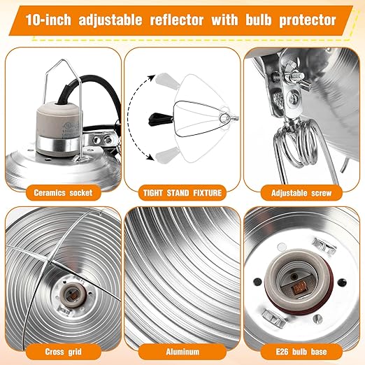 Macarrie 8 Pack Clamp Lamp Light with Aluminum Reflector, 6ft SPT-2 18awg Cord and Adjustable Stand