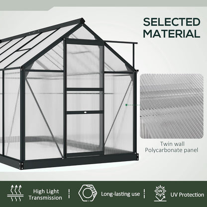Outsunny 6' x 10' Greenhouse for Outdoors, Polycarbonate Greenhouse with Rain Gutter and Roof Vent