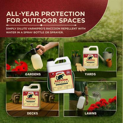 VarmiPro Raccoon Repellent Spray Concentrate - 32 fl oz Natural Outdoor Raccoon Deterrent for Yard
