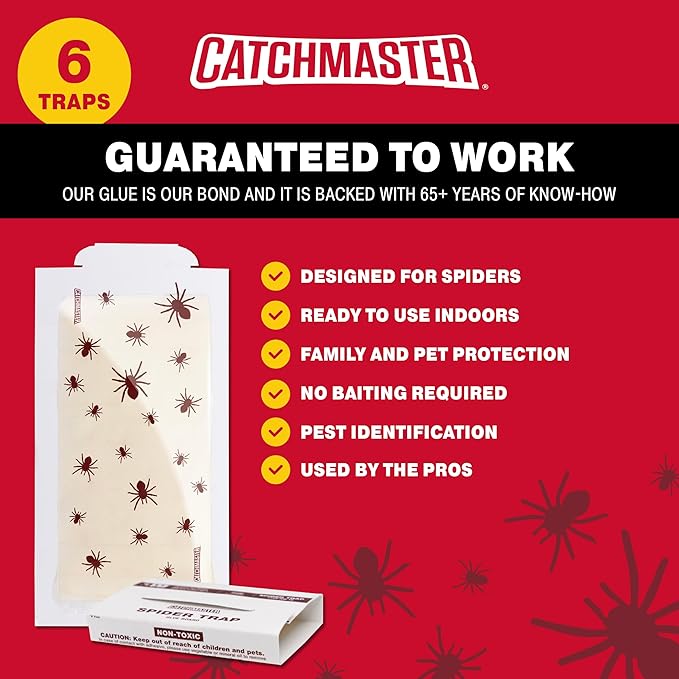 Catchmaster Spider Traps Glue Boards 6-Pack, Adhesive Bug Catcher, Insect, Scorpion, Cricket
