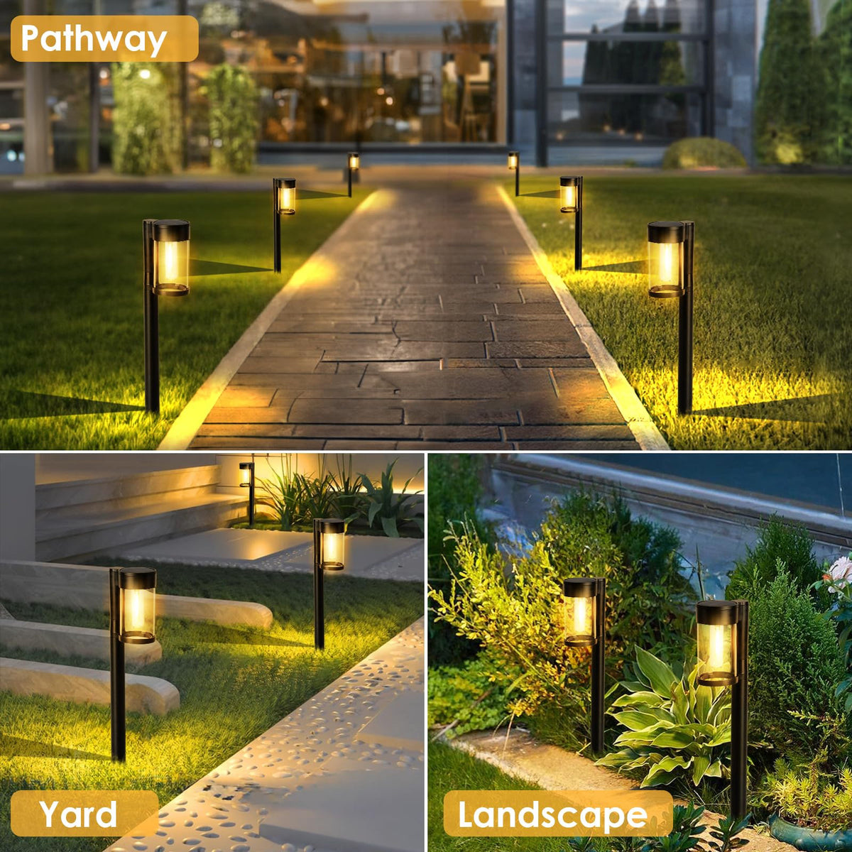 Mancra Solar Pathway Lights Outdoor, 10 Pack Metal & Glass Solar Lights Outdoor Waterproof