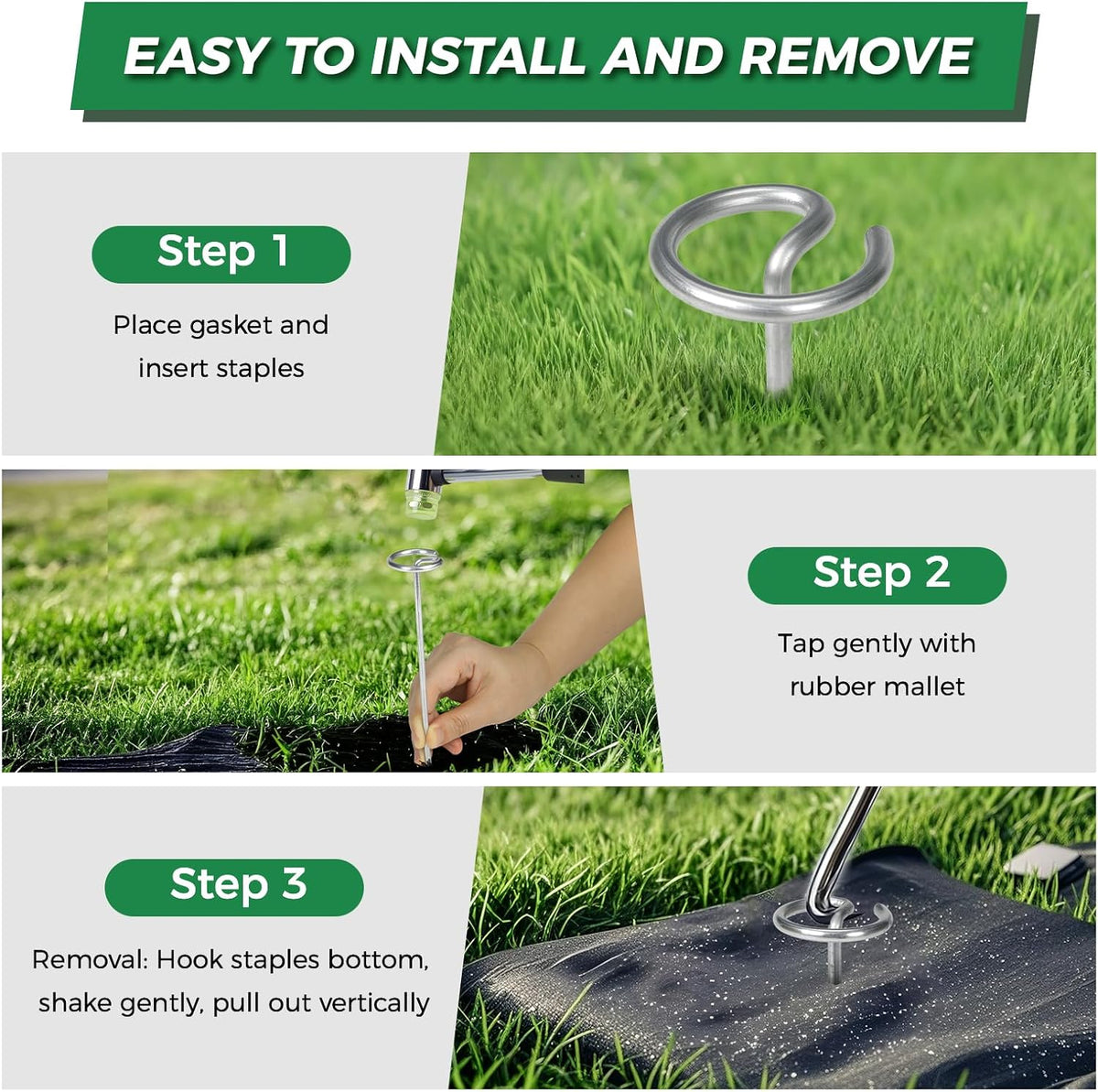 Landscaple Fabric Staples, 30pcs Galvanized G Shape Fabric Pins +30pcs U Shape Garden Staples Pins
