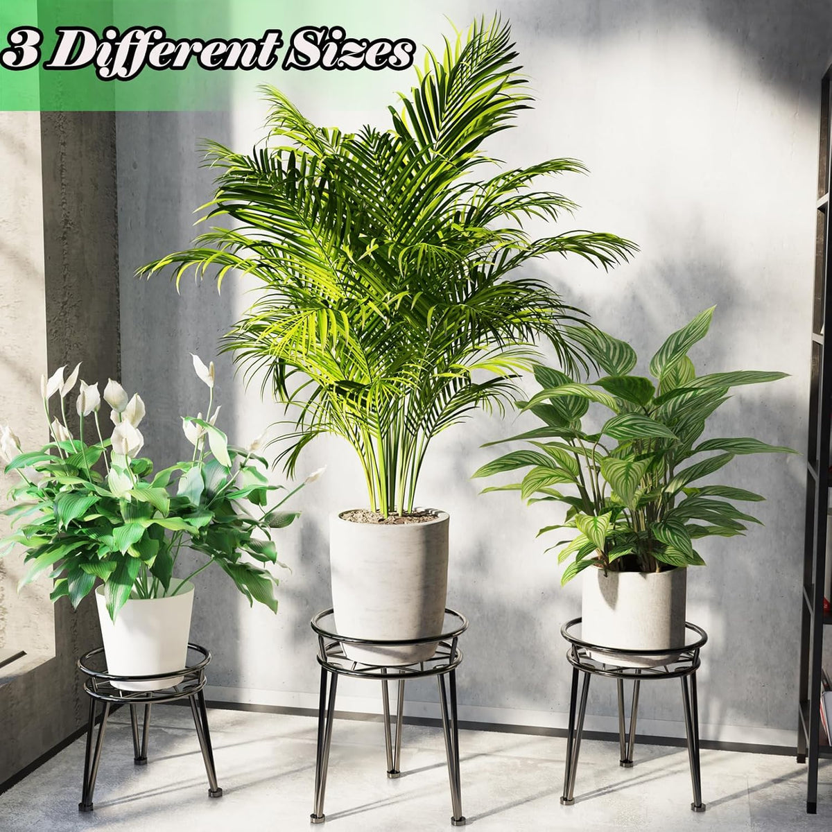3Pack Metal Plant Stands Outdoor Indoor,Rustproof Iron Flower Pot Stands Outdoor,Heavy Duty Pot