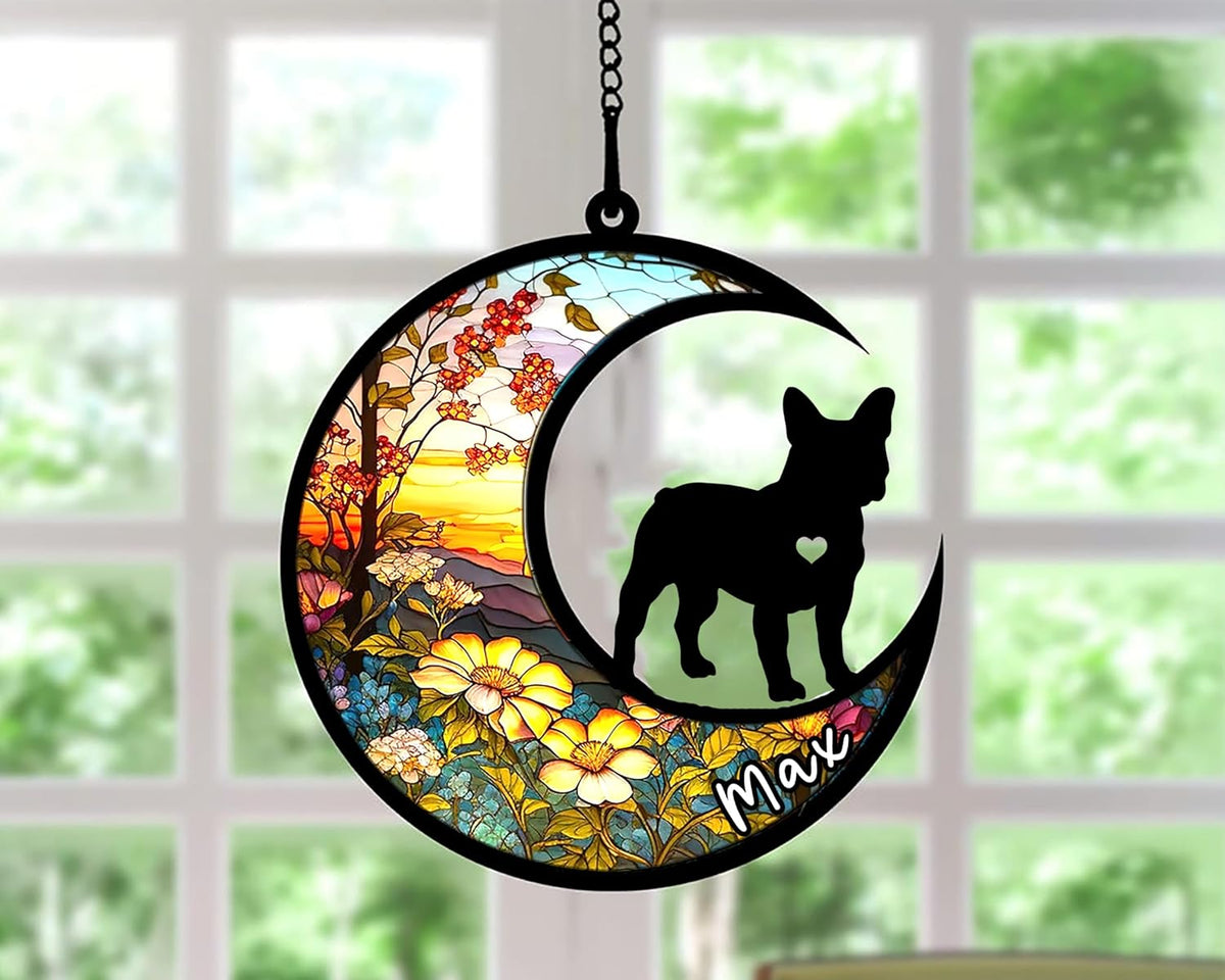 Personalized Dog Memorial, Custom Name French Bulldog-Frenchie Dog Christmas Ornament with Name