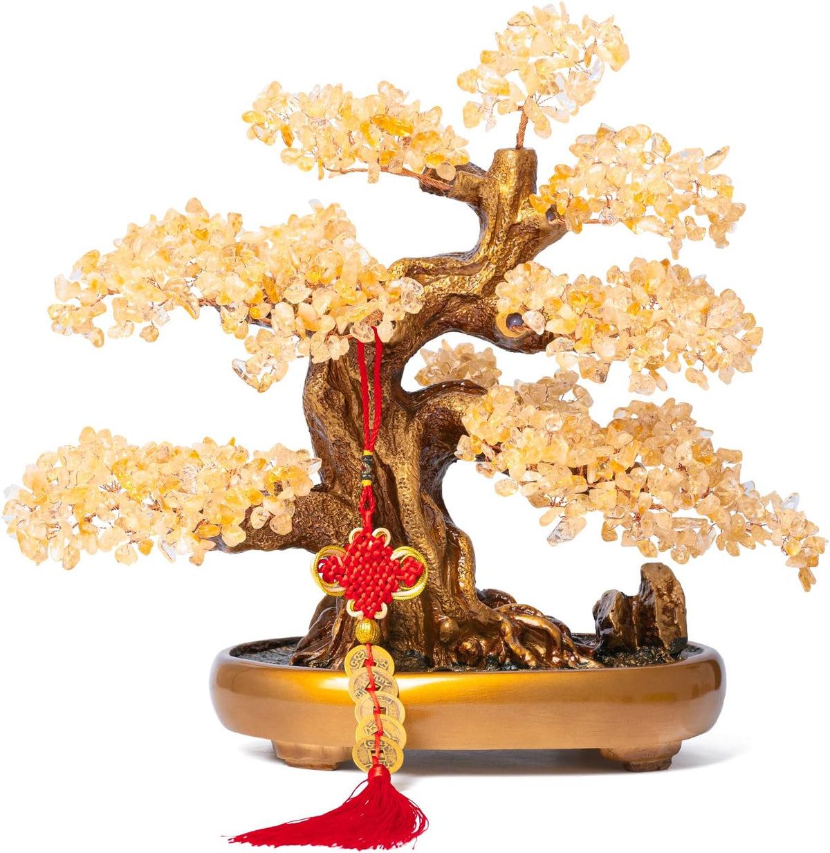 Natural Citrine Gemstone Crystal Bonsai Tree of Life Large Feng Shui Money Chakra Tree for Luck and