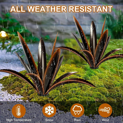 TOMBABY Enlarge Thickened Wind Resistant Metal Agave Garden Art Plant Country Garden Sculpture