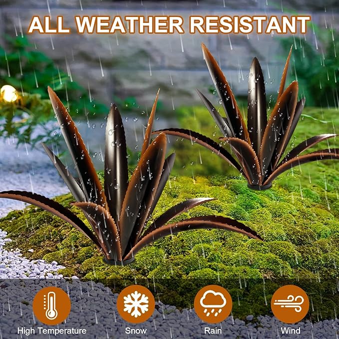 TOMBABY Enlarge Thickened Wind Resistant Metal Agave Garden Art Country Garden Sculpture Statue
